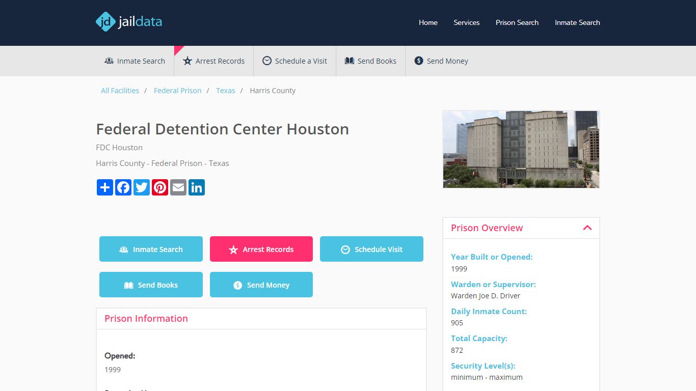 Federal Detention Center Houston Inmate Search and Prisoner Info ...
